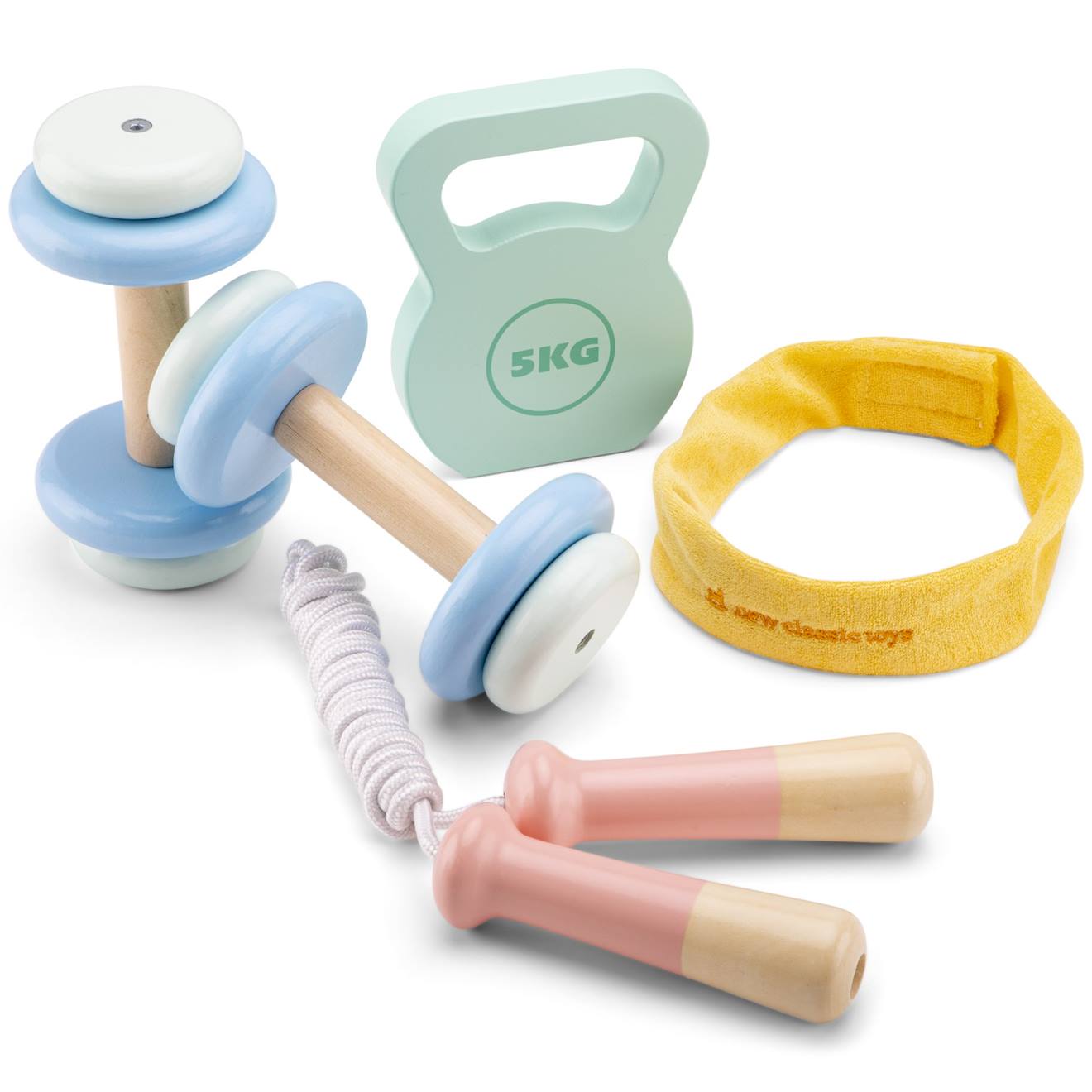 Set de fitness en bois blanc