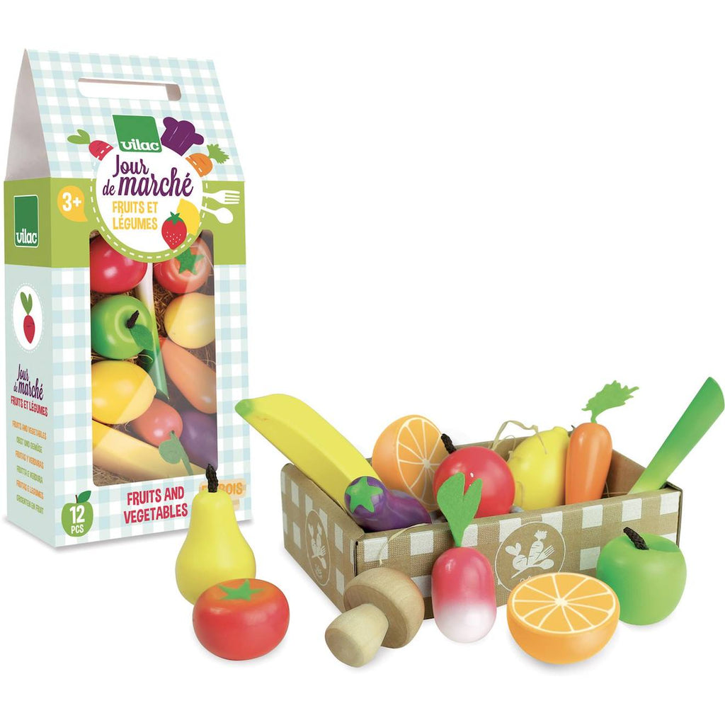 Set de fruits et légumes jour de marché bleu