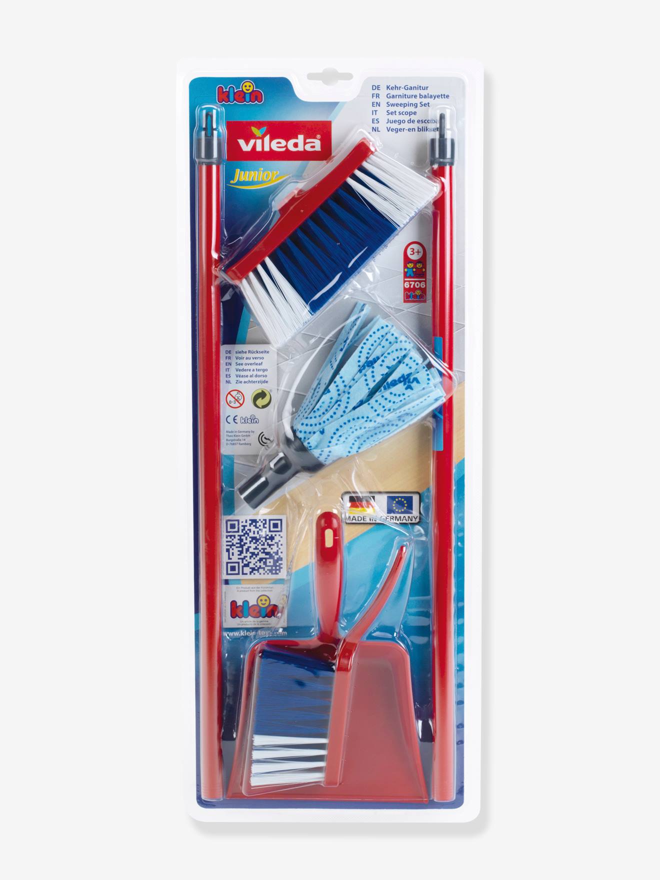 Set de ménage avec balais frange 4 pièces multicolore