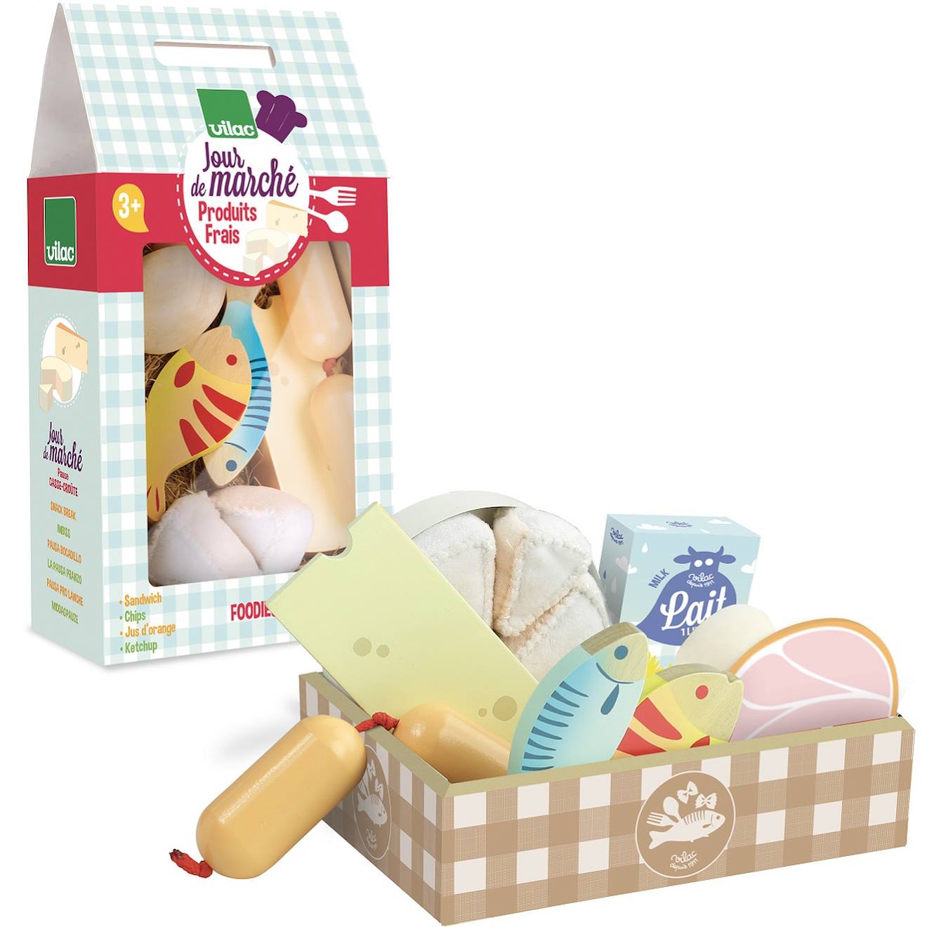 Set de produits frais jour de marché beige