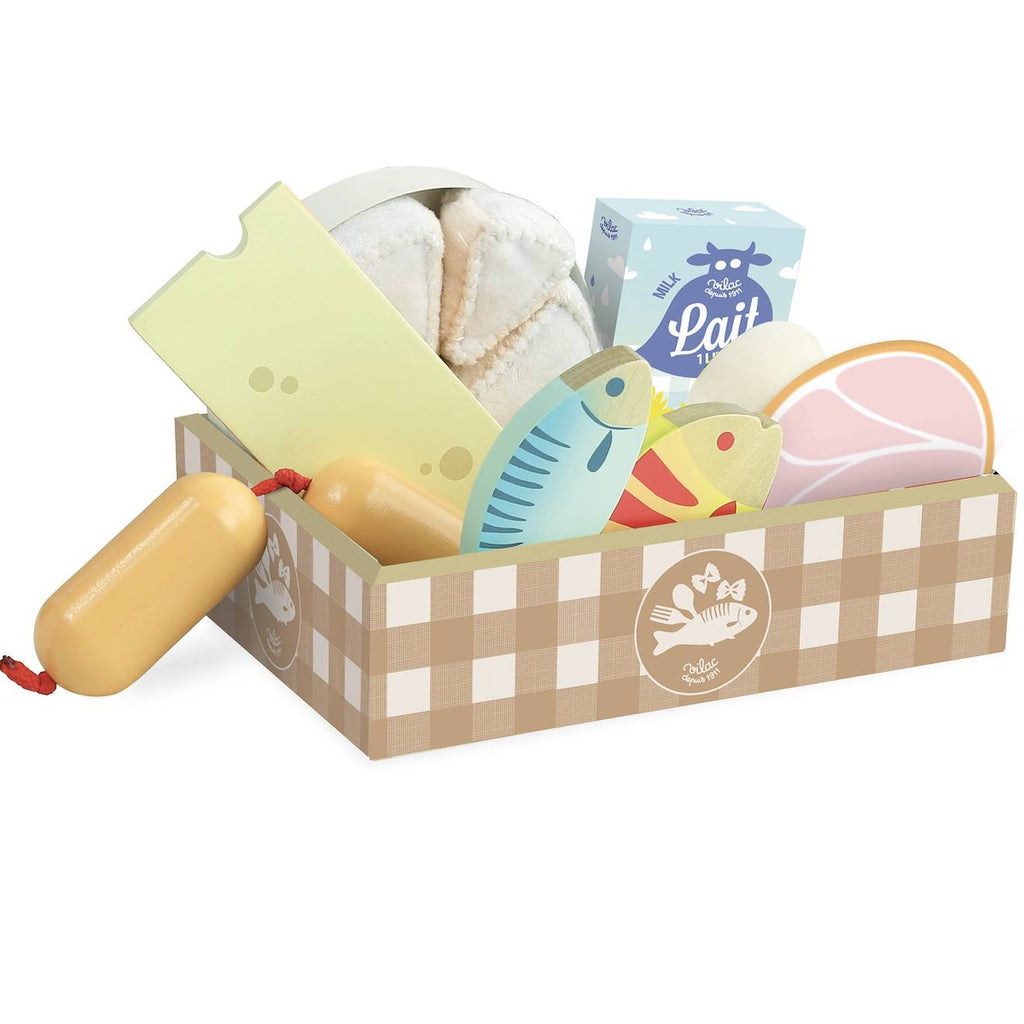 Set de produits frais jour de marché beige