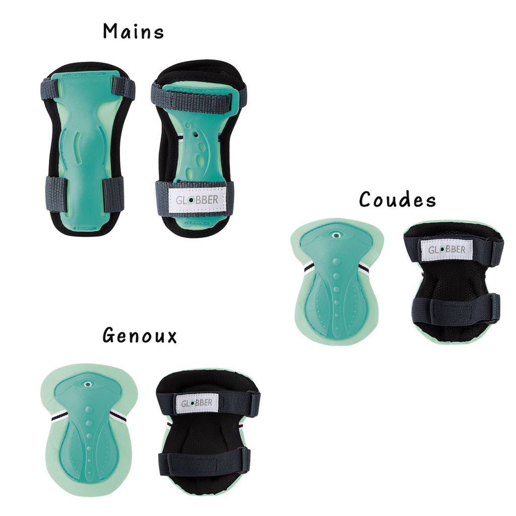 Set de protections enfant xxs (coudes, genoux, poignets) vert menthe