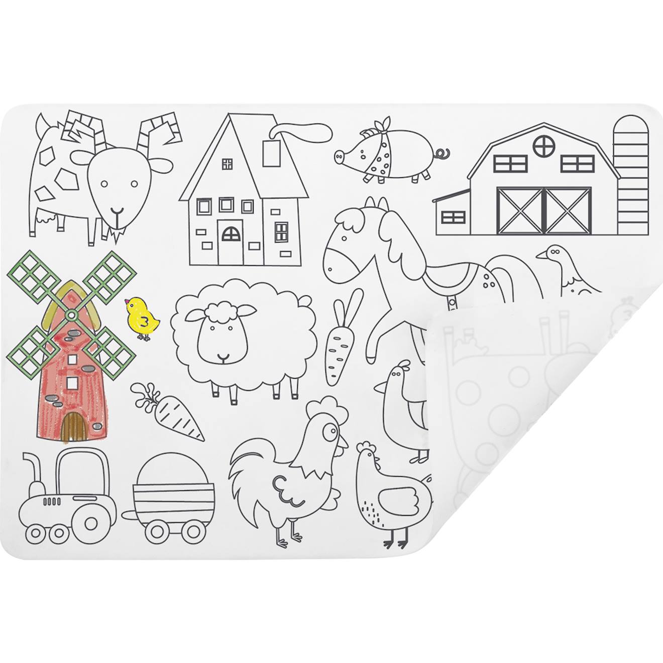 Set de table à colorier - ferme blanc