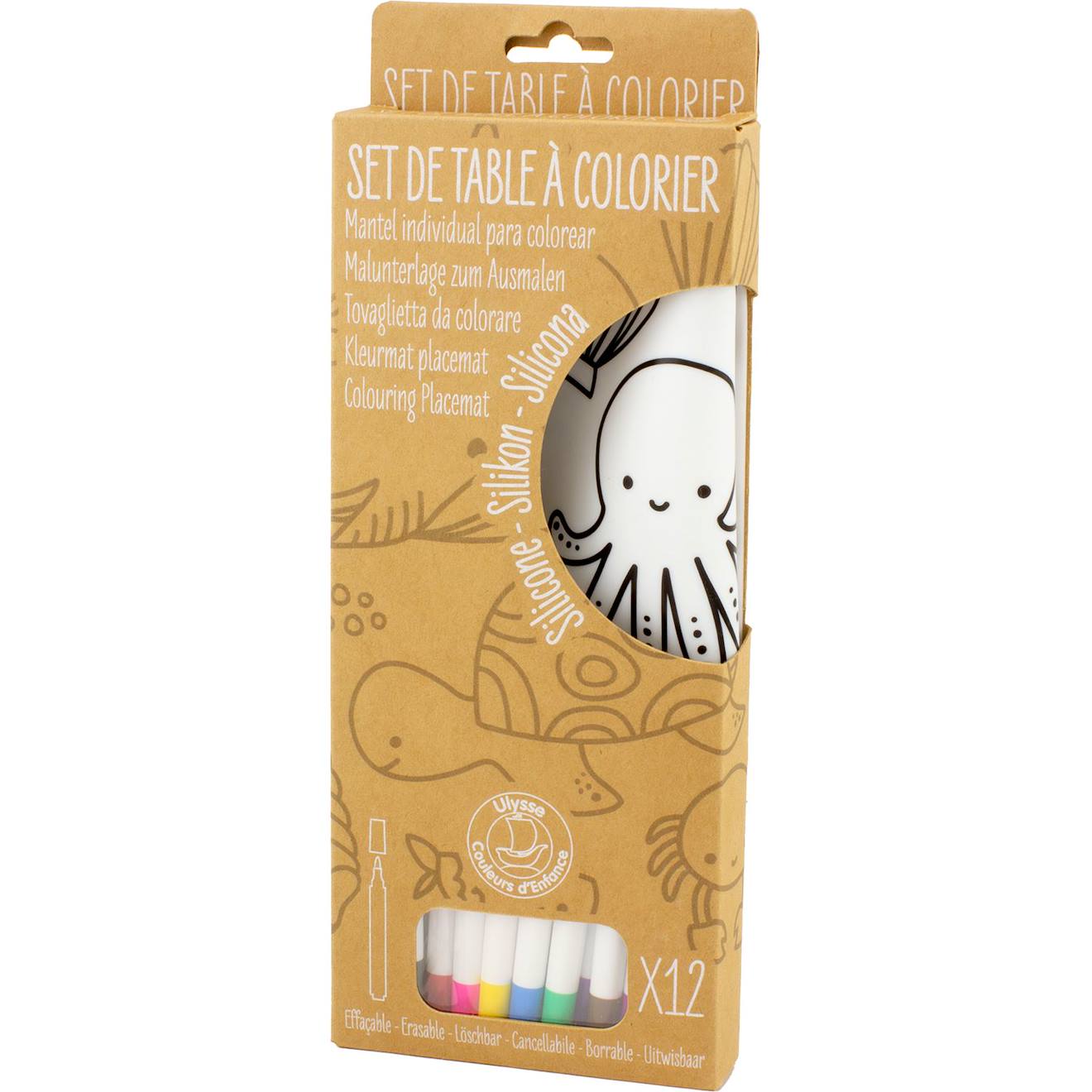Set de table à colorier - océan blanc
