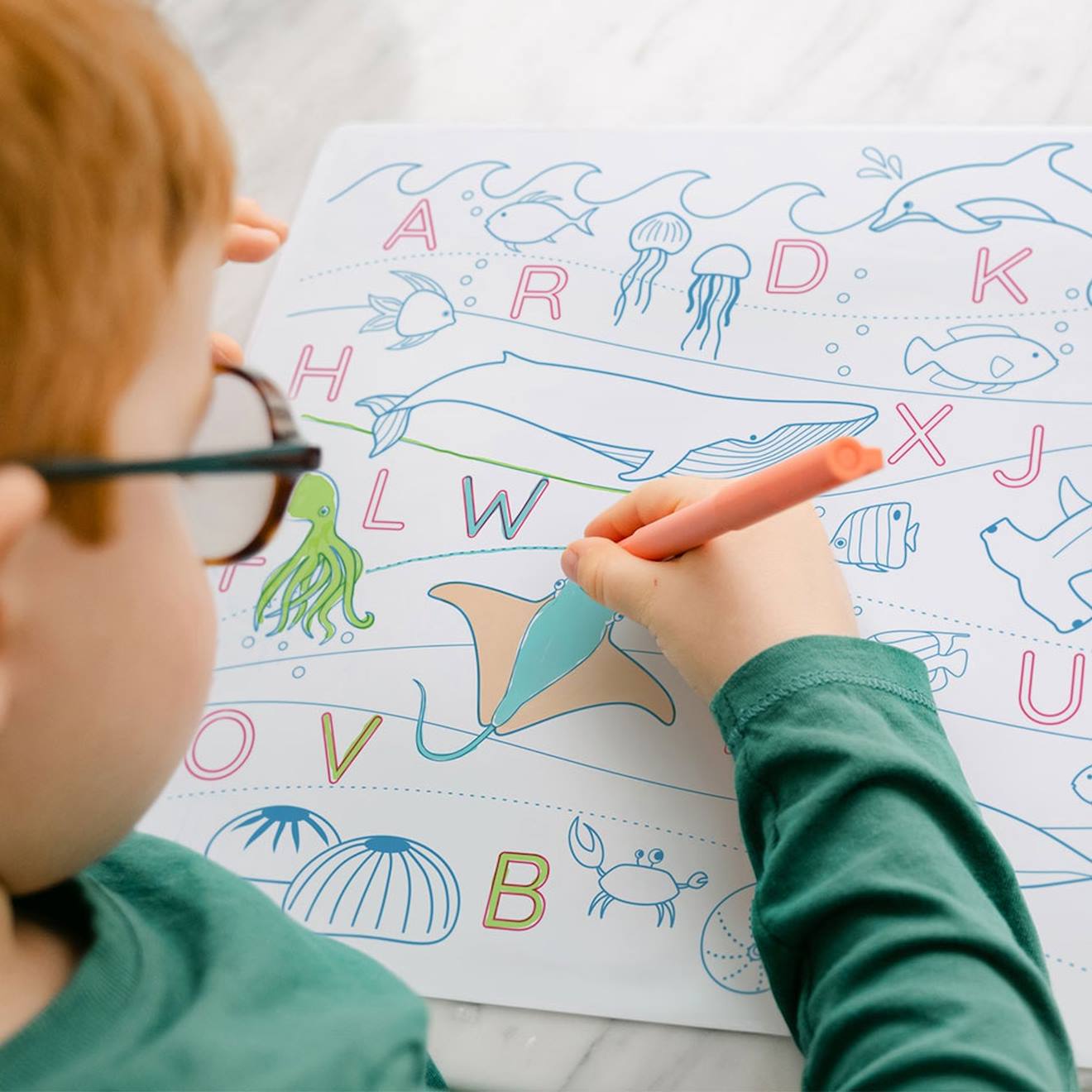 Set en silicone à colorier réversible - lettres de l'alphabet océan multi-coloured