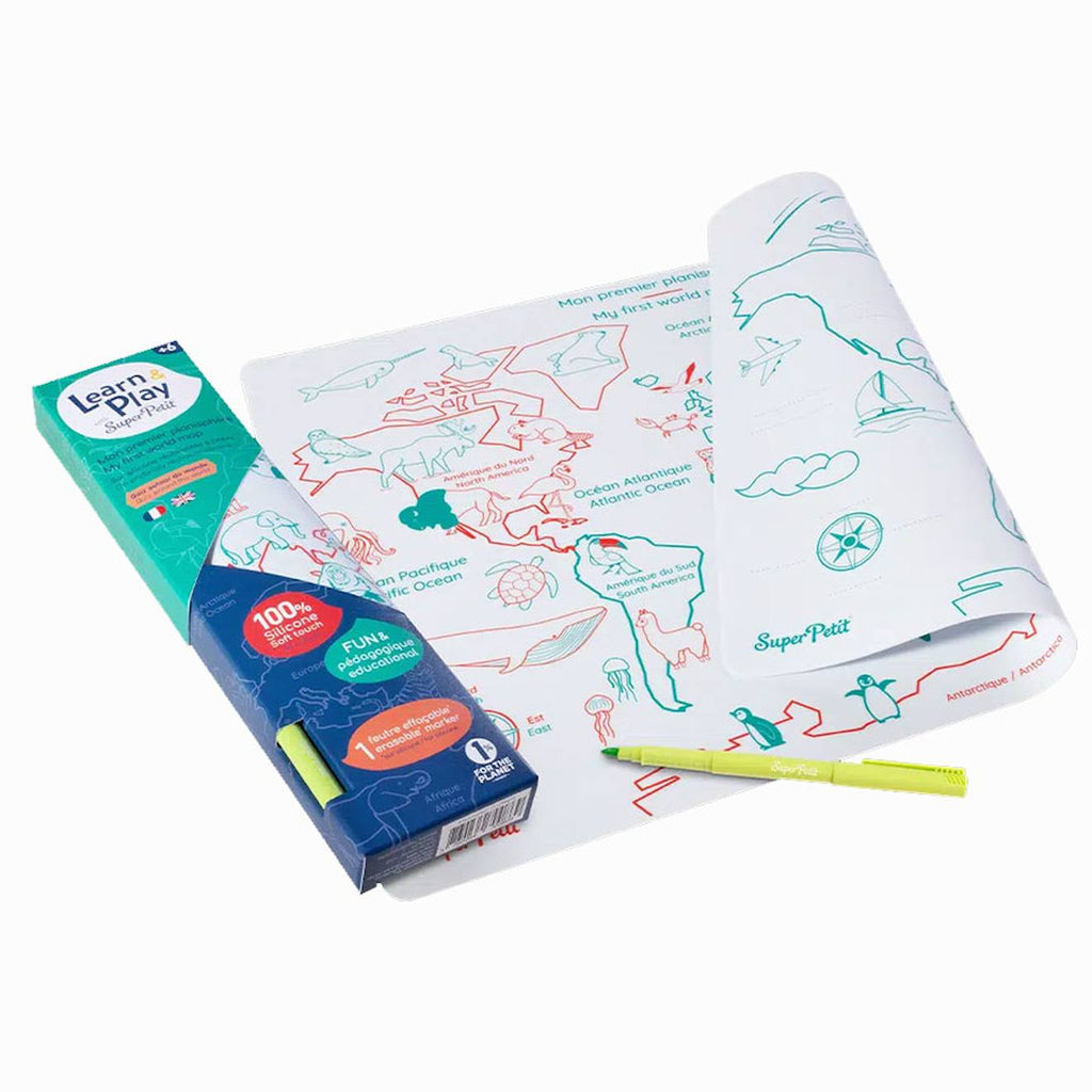 Set en silicone à colorier réversible - planisphère multi-coloured