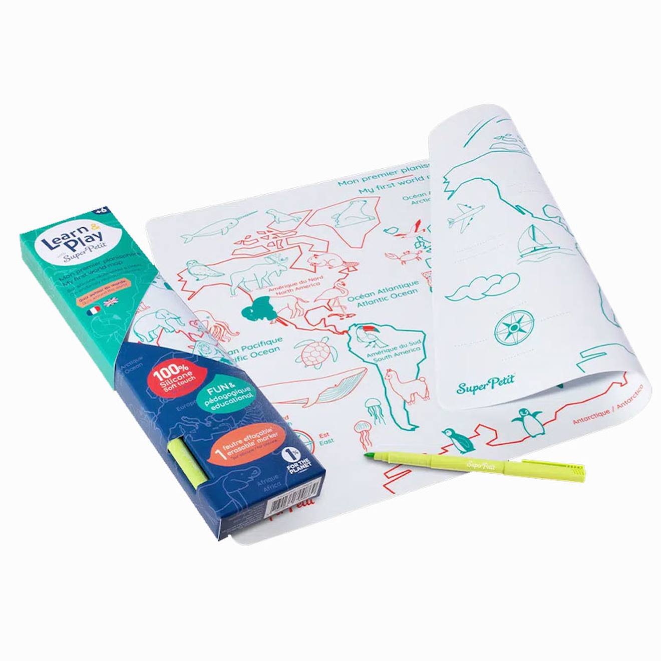 Set en silicone à colorier réversible - planisphère multi-coloured