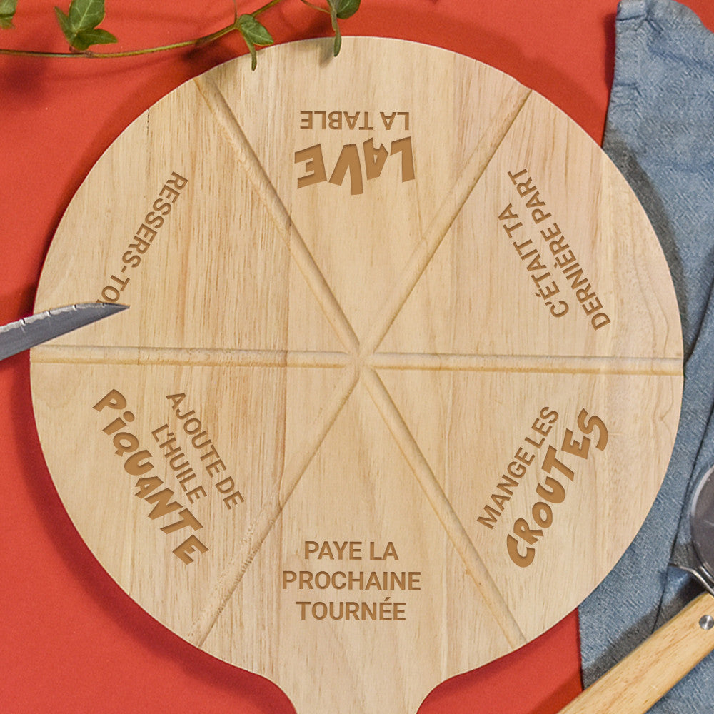 Set Planche en Bois et Roulette à Pizza Gages à Personnaliser - Planche à Découper Personnalisée