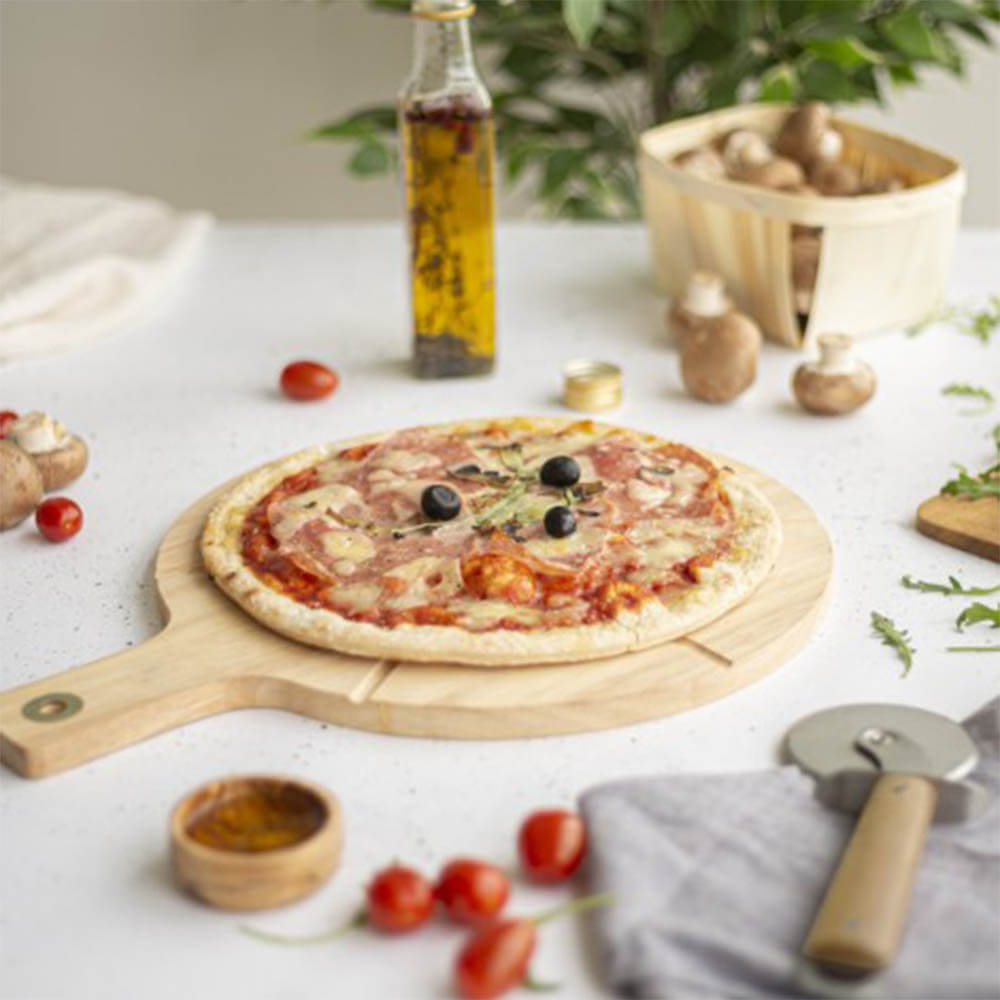 Set Planche en Bois et Roulette à Pizza - Ustensiles de Cuisine