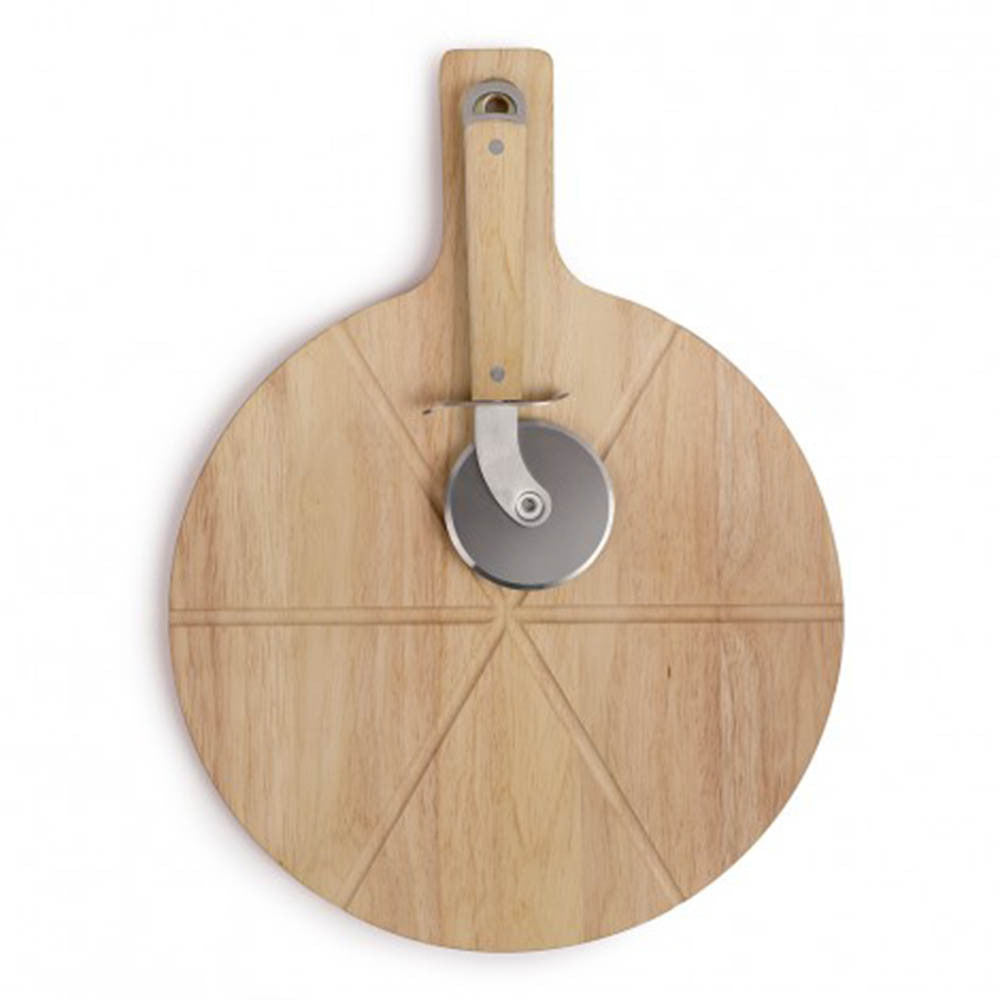 Set Planche en Bois et Roulette à Pizza - Ustensiles de Cuisine