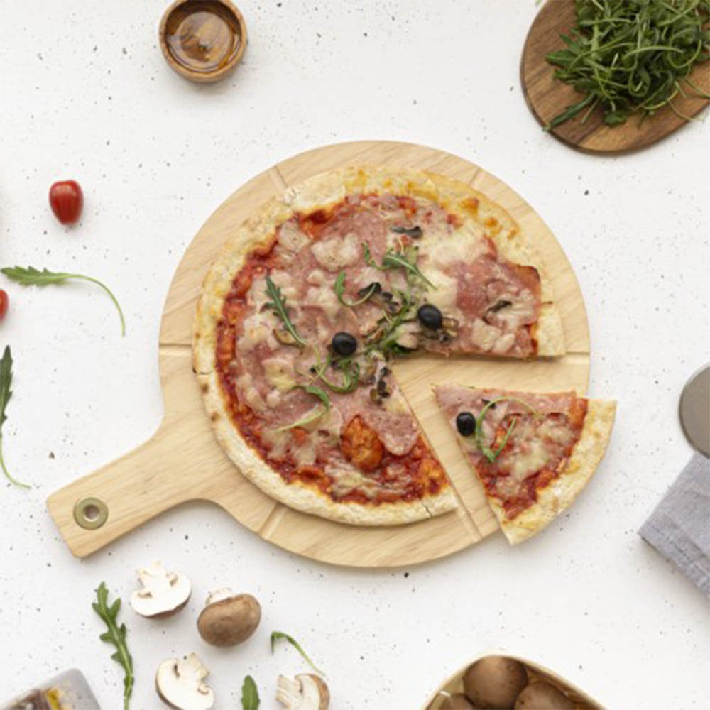 Set Planche en Bois et Roulette à Pizza - Ustensiles de Cuisine