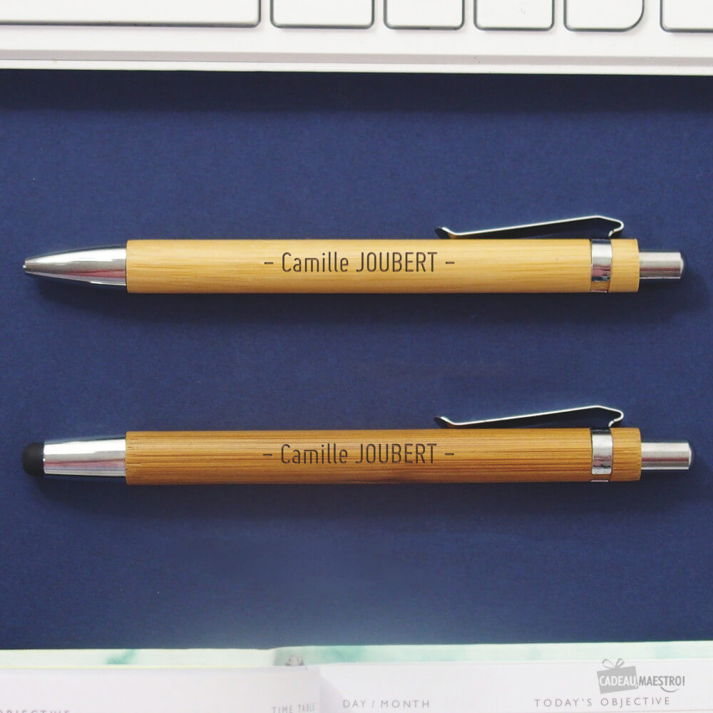 Set de Stylos Bambou Bureau à Personnaliser (x2) - Stylo Personnalisé CadoMaestro