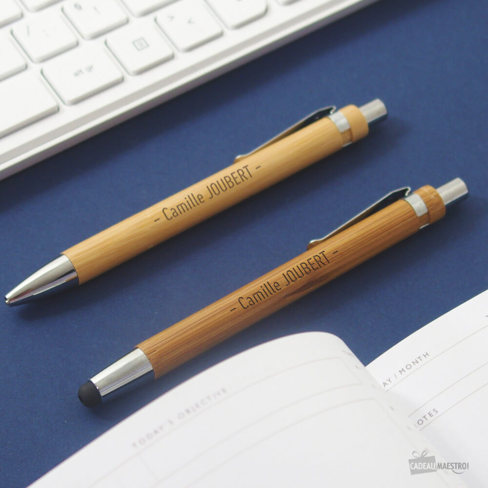 Set de Stylos Bambou Bureau à Personnaliser (x2) - Stylo Personnalisé