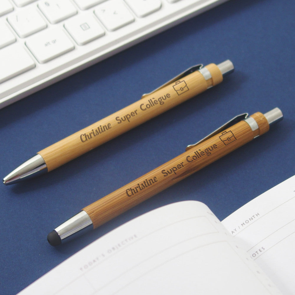 Set de Stylos Bambou Collègue à Personnaliser (x2) - Stylo Personnalisé