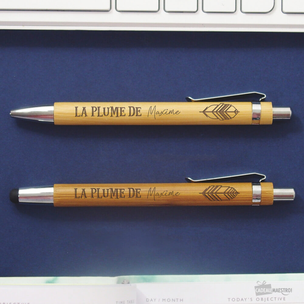 Set de Stylos Bambou La Plume à Personnaliser (x2) - Stylo Personnalisé CadoMaestro