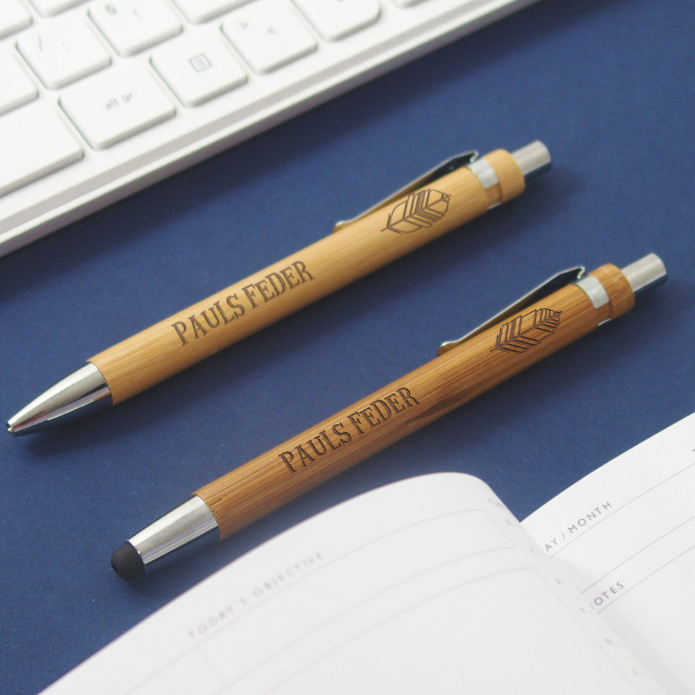 Set de Stylos Bambou La Plume à Personnaliser (x2) - Stylo Personnalisé CadoMaestro