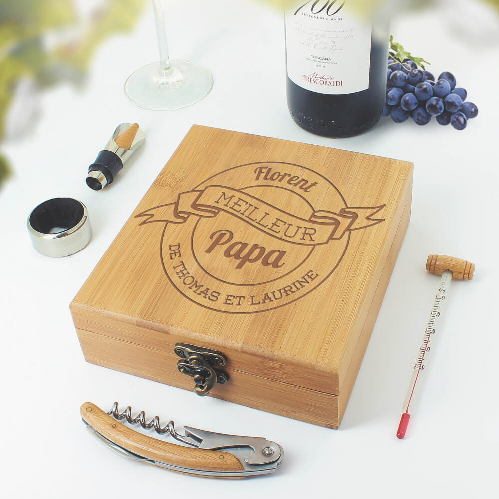 Set à Vin Papa À Personnaliser - Coffret de Vin Personnalisé