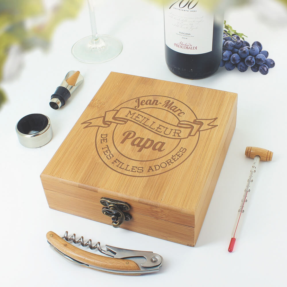 Set à Vin Papa À Personnaliser - Coffret de Vin Personnalisé CadoMaestro