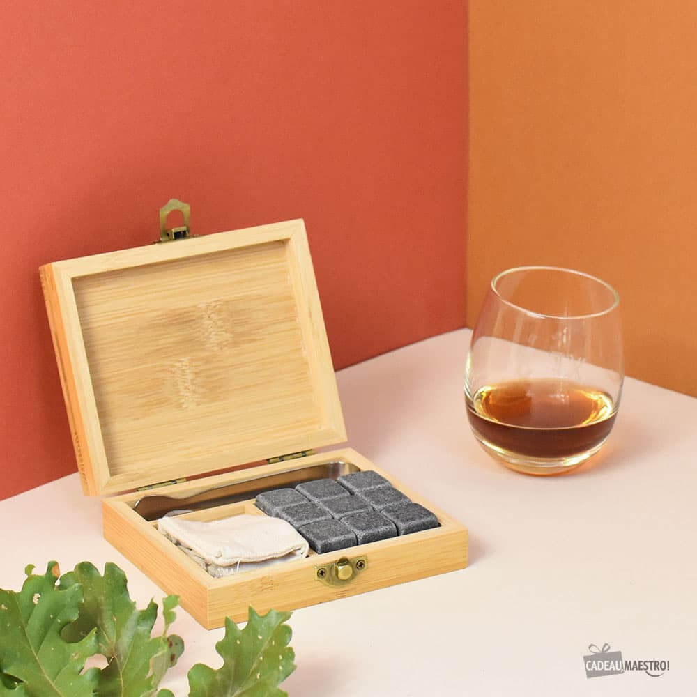 Set Whisky avec Boîte Bambou à Personnaliser - Coffret Whisky Personnalisé CadoMaestro