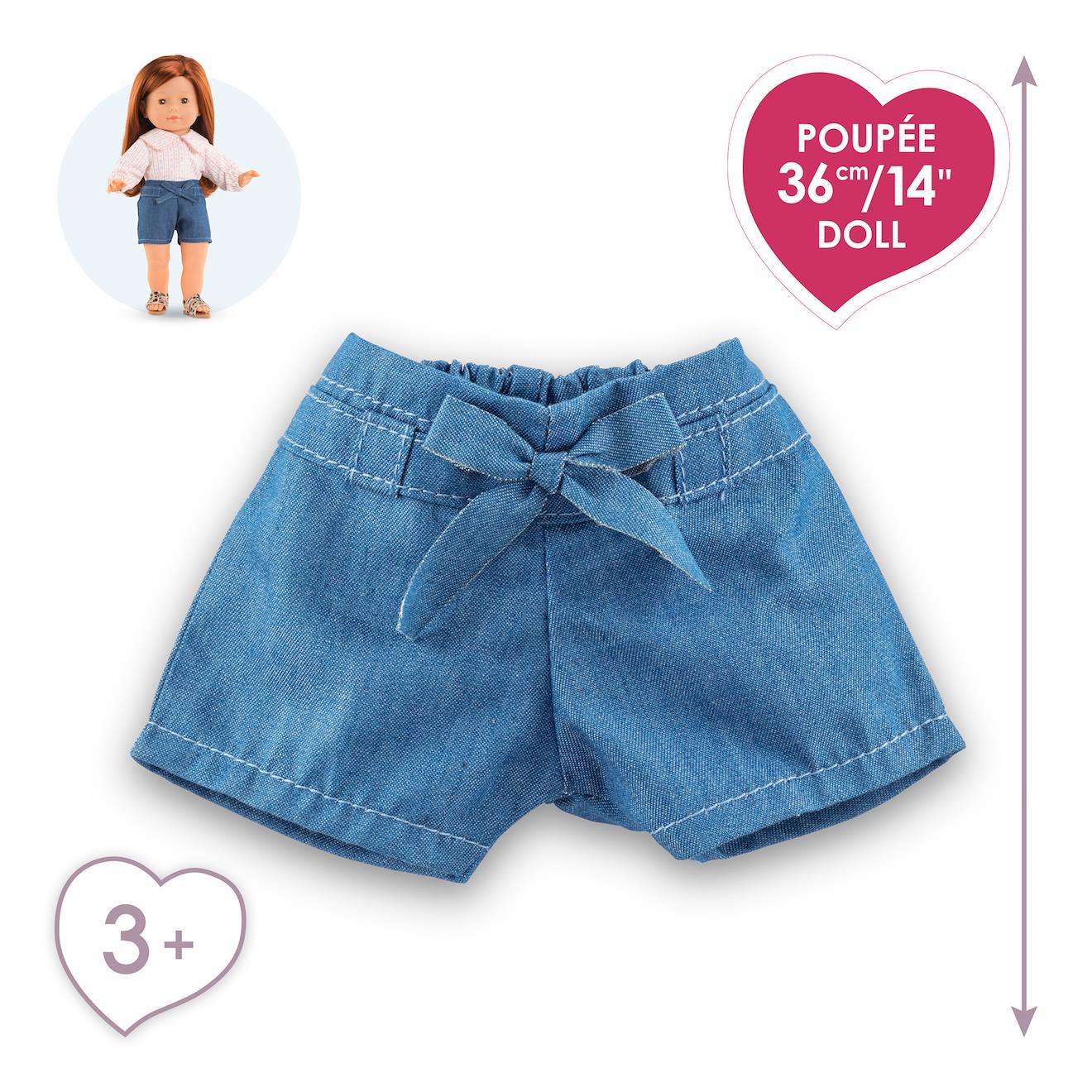 Short en jean avec noeud pour poupée ma Corolle multicolore