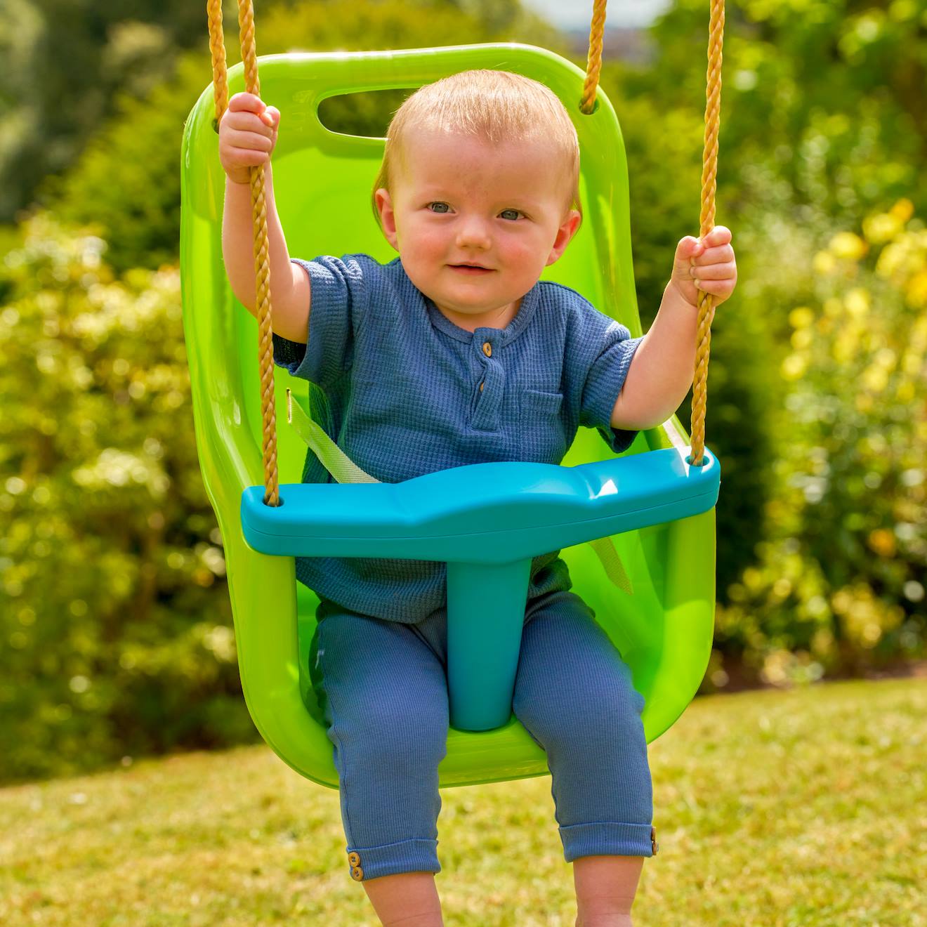 Siège bébé balançoire plastique h190-250cm vert - bleu