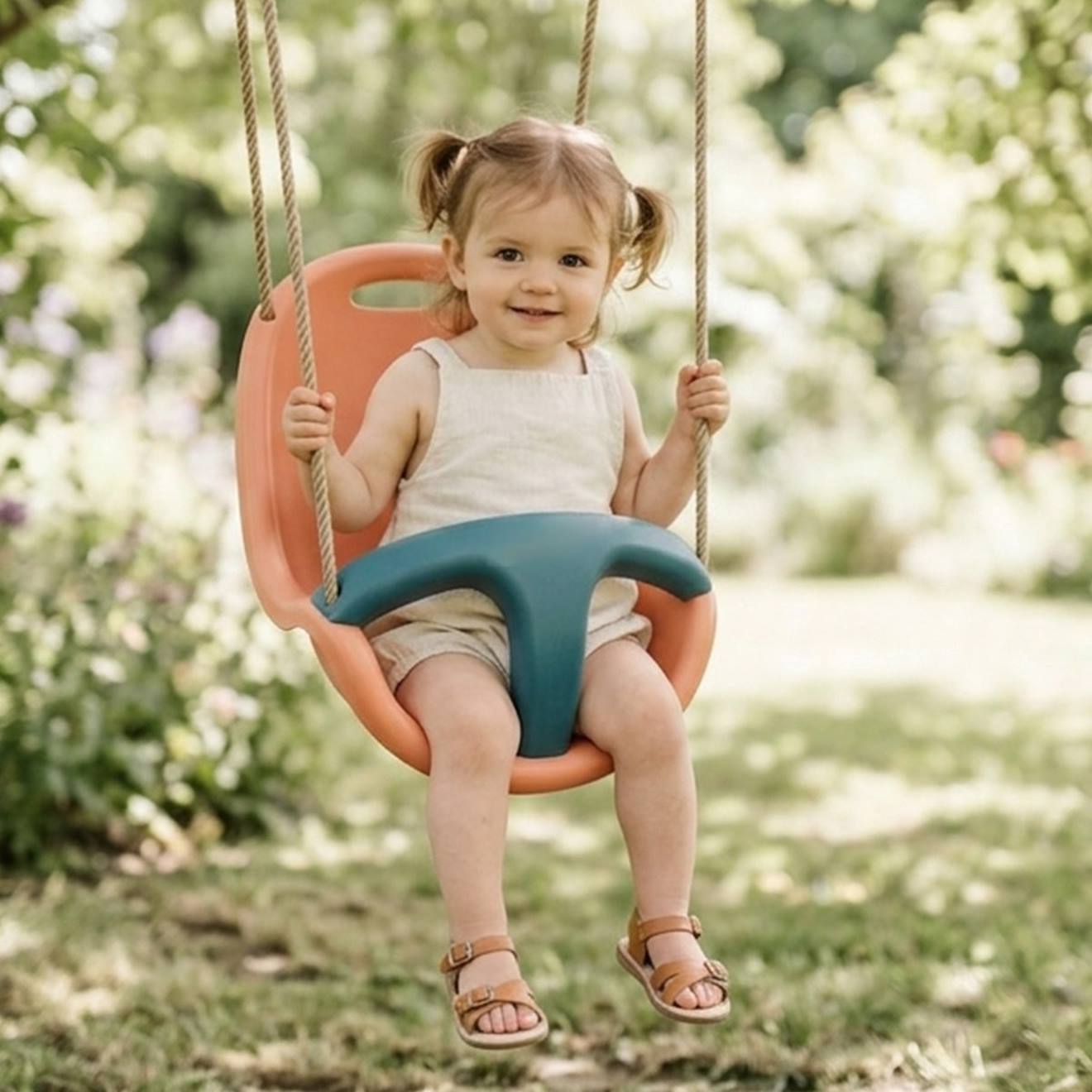 Siège bébé pour portique balançoire 1,9 m - 2,5 m pour enfants bleu/corail