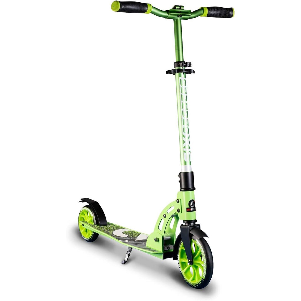 Six degrees trottinette junior aluminium - mécanisme de pliage et béquille - 180/145 mm vert