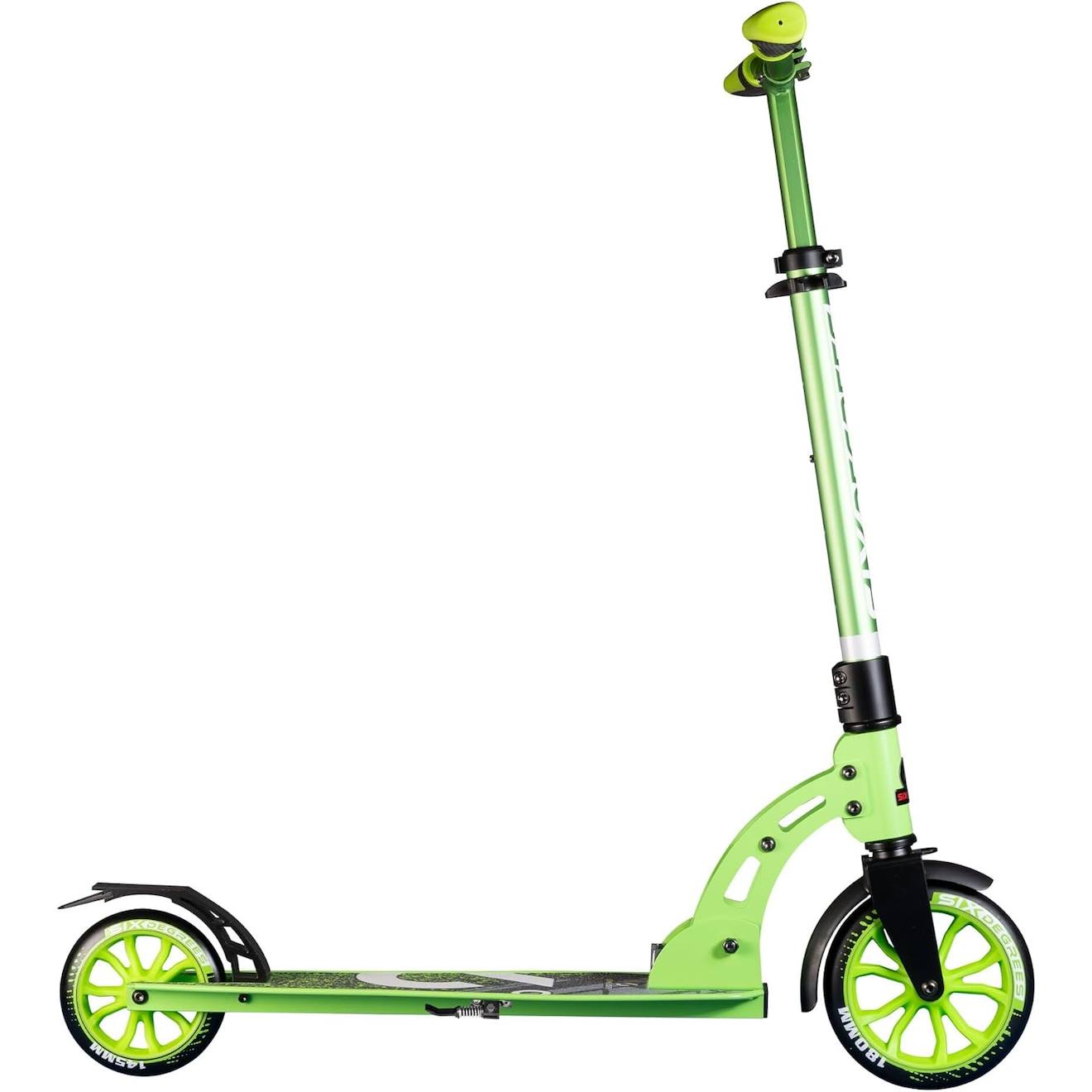 Six degrees trottinette junior aluminium - mécanisme de pliage et béquille - 180/145 mm vert