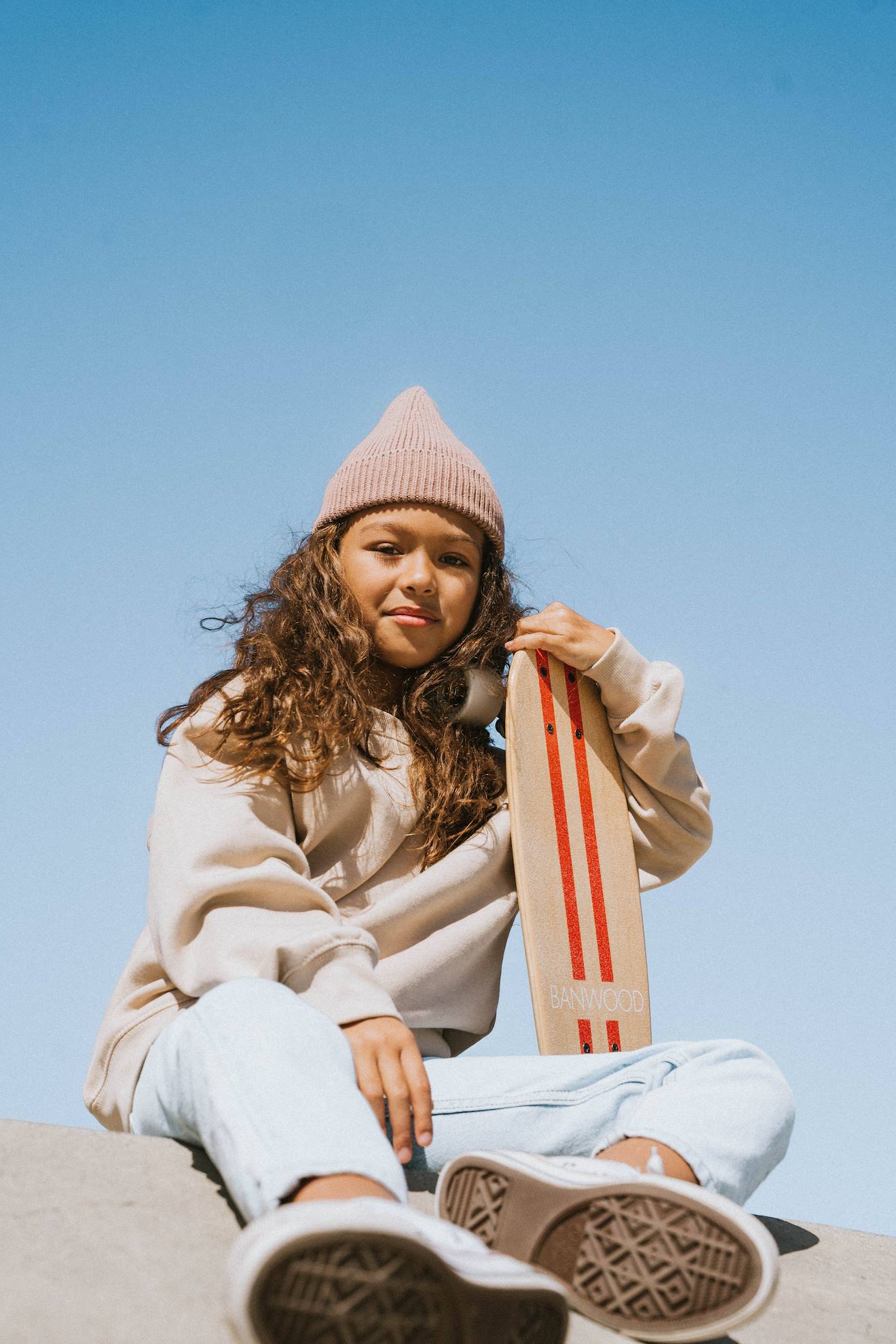 Skateboard en érable canadien pour enfants de 3 ans et plus rouge