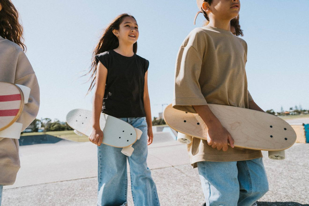 Skateboard en érable canadien pour enfants de 3 ans et plus crème
