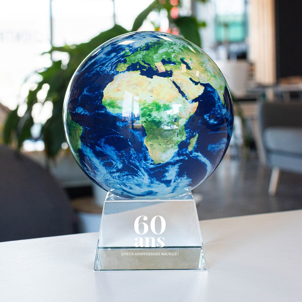 Socle Cristal pour Globe Mova Anniversaire à Personnaliser - Globe Terrestre Original