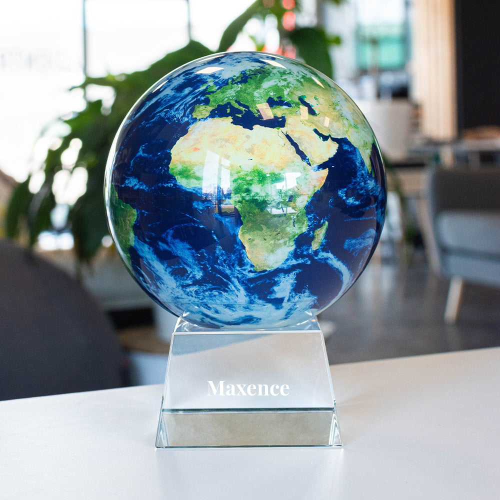 Socle Cristal pour Globe Mova Prénom à Personnaliser - Globe Terrestre Original