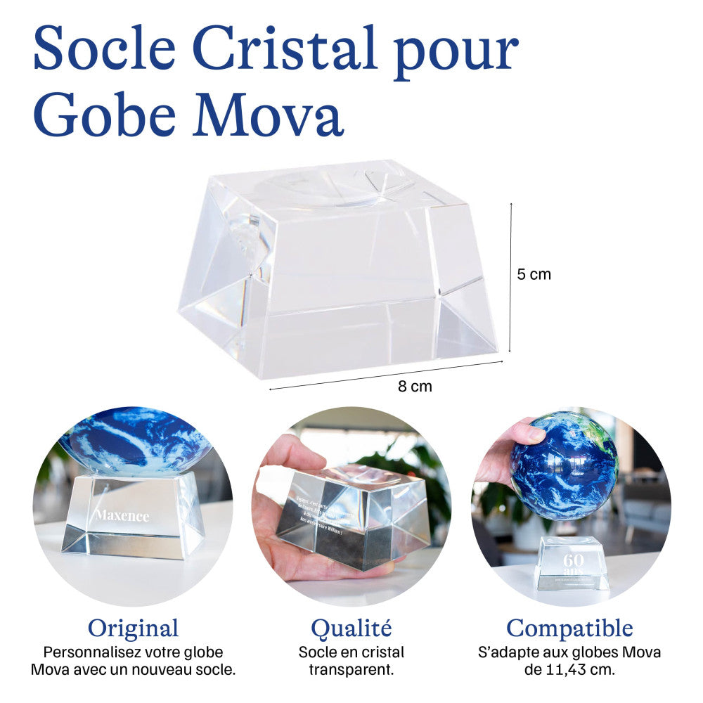 Socle Cristal pour Globe Mova Prénom à Personnaliser - Globe Terrestre Original