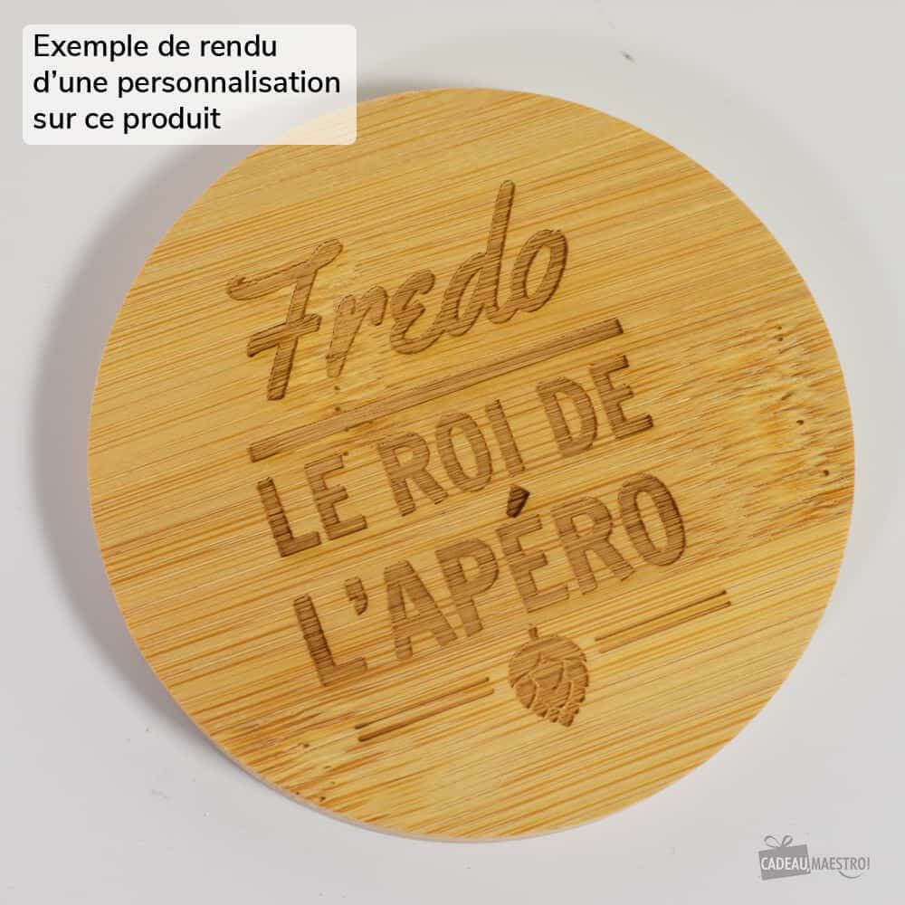 Sous-Verre Décapsuleur en Bambou J'peux pas à Personnaliser - Décapsuleurs Originaux