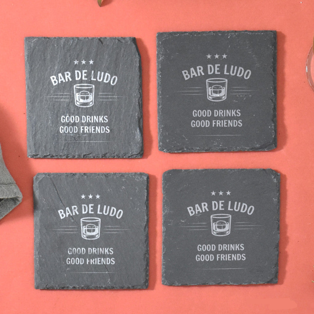 Sous-Verres Ardoise Bar à Personnaliser (x4) - Sous-Verre Personnalisé