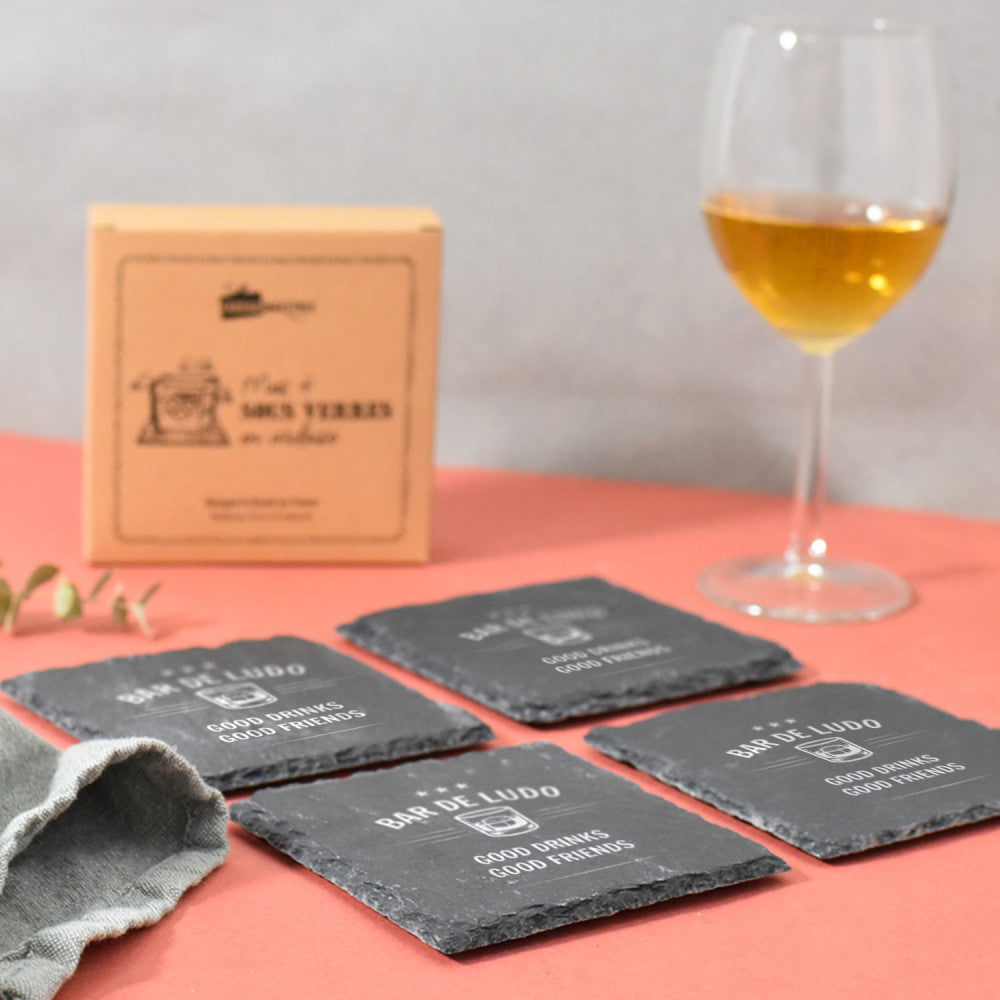 Sous-Verres Ardoise Bar à Personnaliser (x4) - Sous-Verre Personnalisé