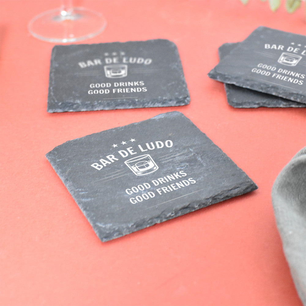 Sous-Verres Ardoise Bar à Personnaliser (x4) - Sous-Verre Personnalisé
