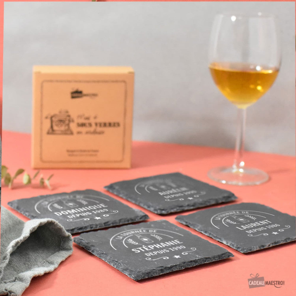 Sous-Verres Ardoise Bière à Personnaliser (x4) - Sous-Verre Personnalisé