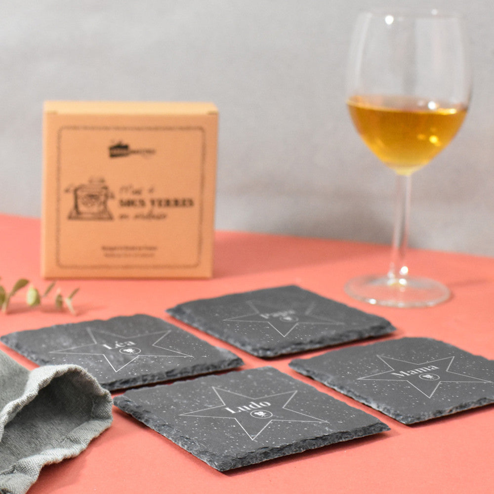 Sous-Verres Ardoise Etoile de Star à Personnaliser (x4) - Sous-Verre Personnalisé
