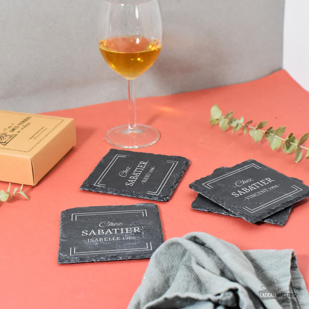 Sous-Verres Ardoise Restaurant à Personnaliser - Sous-Verre Personnalisé CadoMaestro
