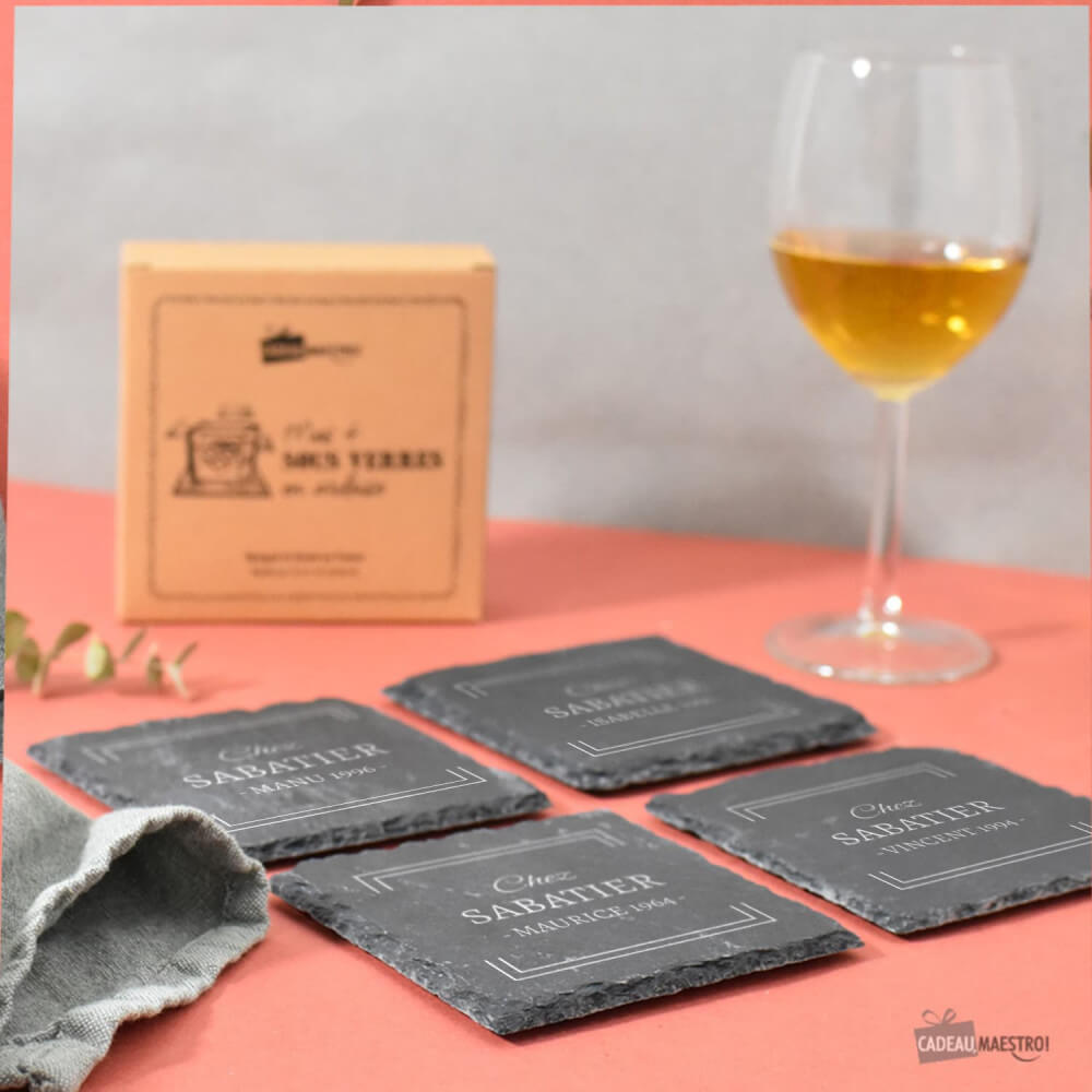 Sous-Verres Ardoise Restaurant à Personnaliser - Sous-Verre Personnalisé CadoMaestro