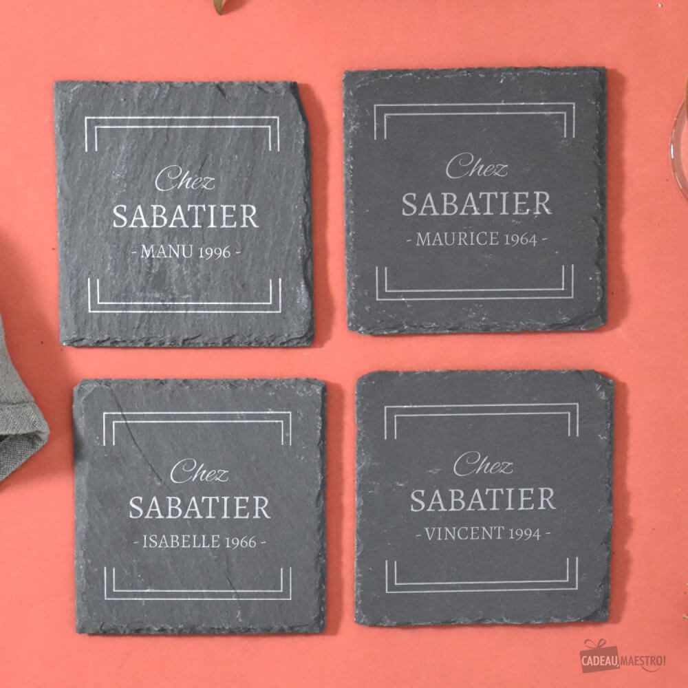 Sous-Verres Ardoise Restaurant à Personnaliser - Sous-Verre Personnalisé CadoMaestro