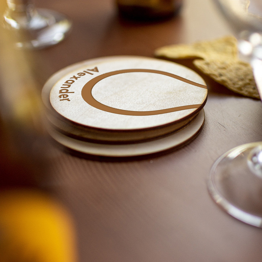 Sous-Verres Bois Tennis à Personnaliser (x4) - Sous-Verre Personnalisé