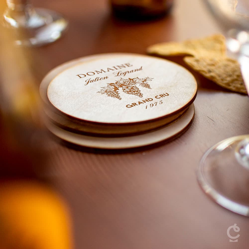 Sous-Verres Bois Vin à Personnaliser (x4) - Sous-Verre Personnalisé
