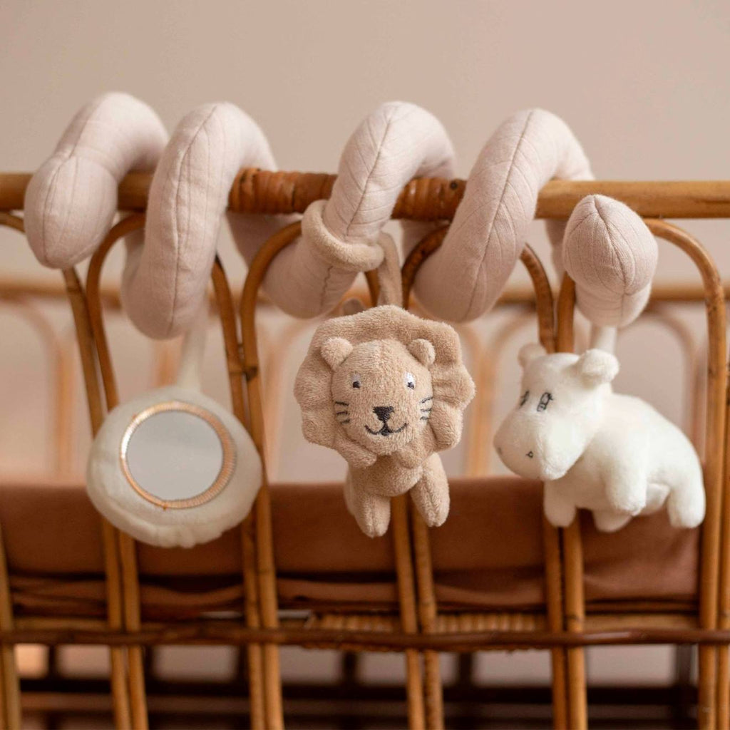 Spirale d'activité lion et hippopotame beige
