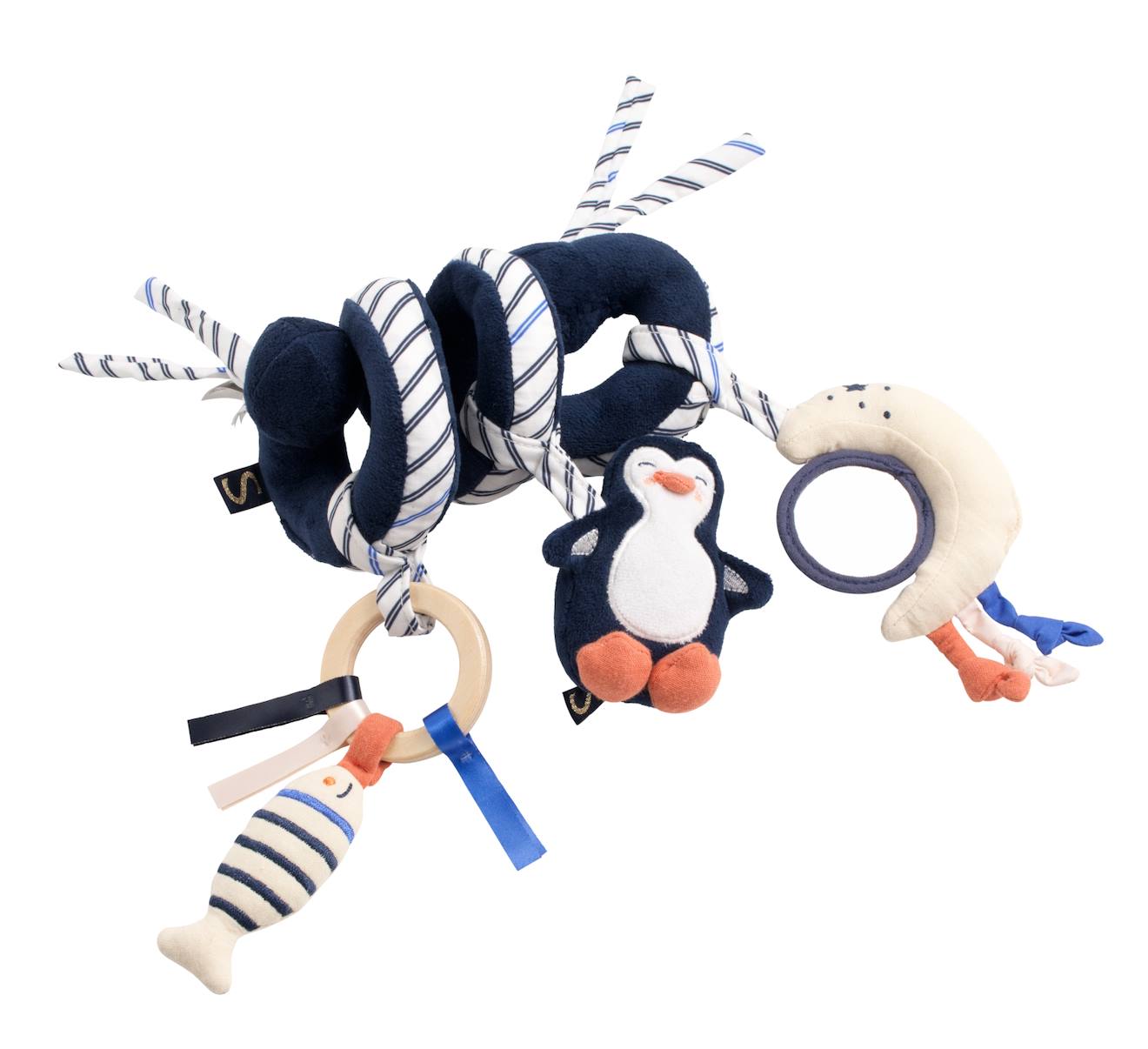 Spirale d'activités pingouin en velours - baby sailor bleu