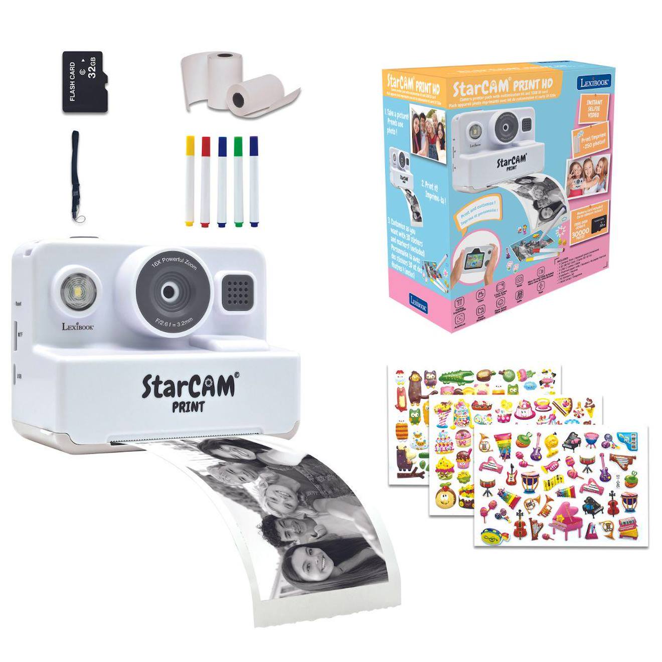 Starcam print classic appareil photo numérique HD avec imprimante instantanée multicolore