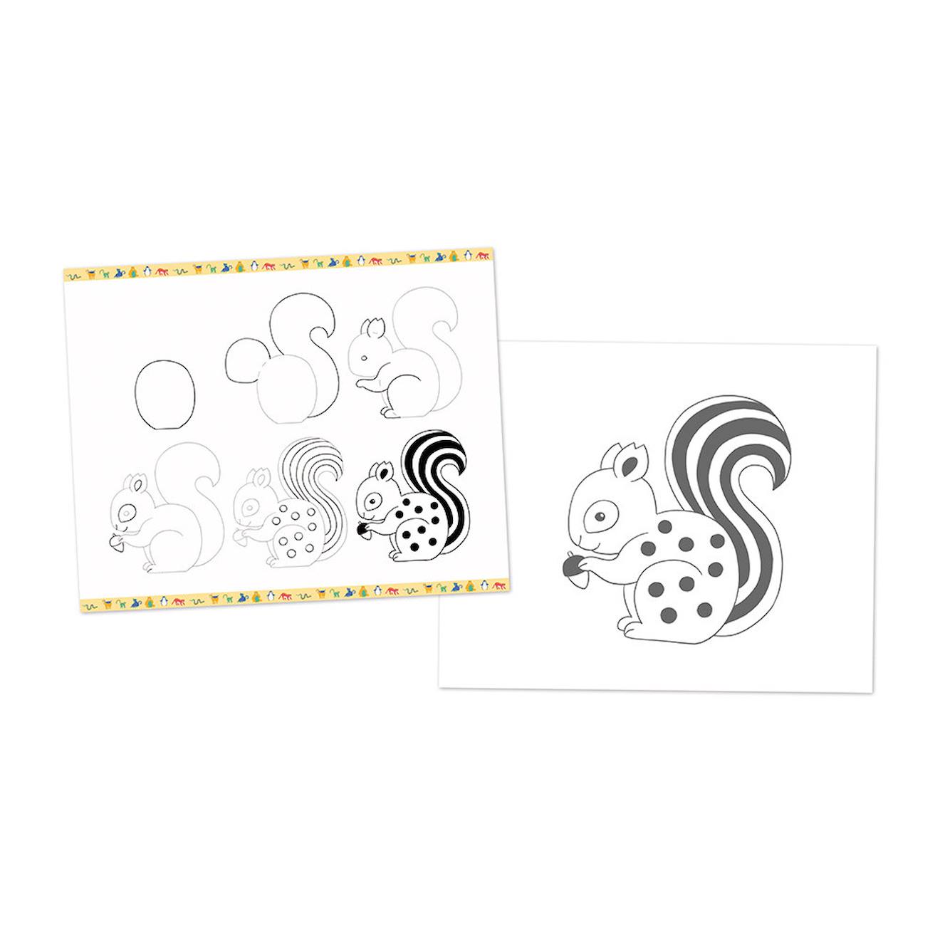Step by step drawing 20 modèles animaux blanc