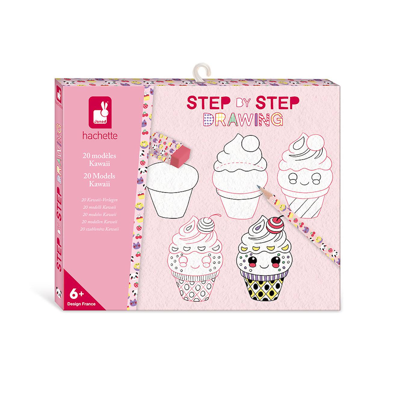 Step by step drawing 20 modèles kawaii multicolore