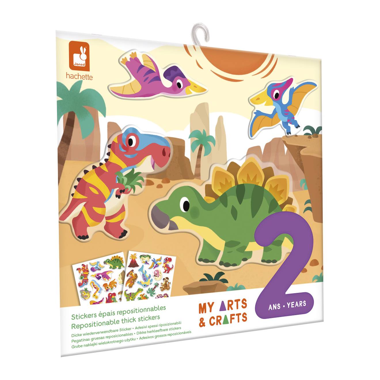 Stickers repositionnables 2 ans, dinos multicolore